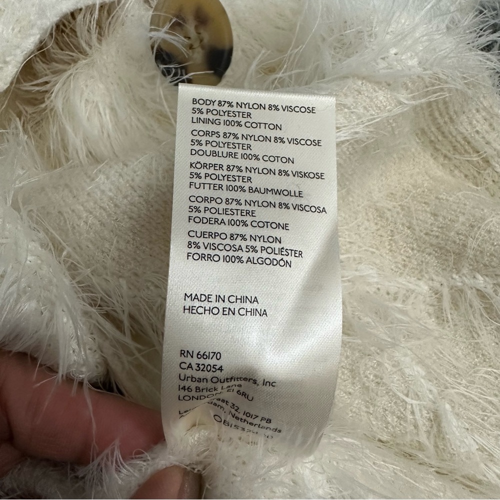 Free people David Cardi Jacket Furry diamond Knit Pattern longline Ivory - Picture 11 of 11